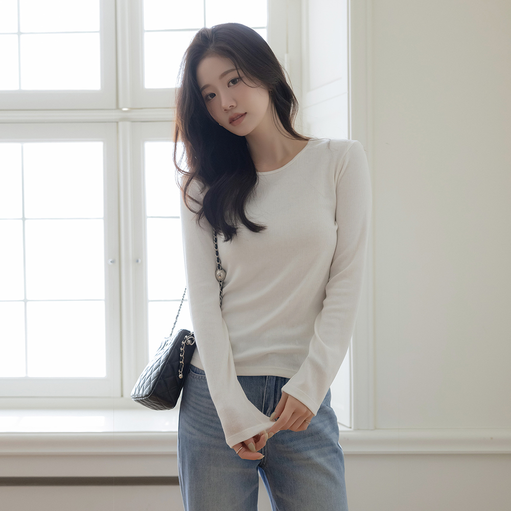 デーリー ラウンドネック ベーシック 弾力 ティーシャツ