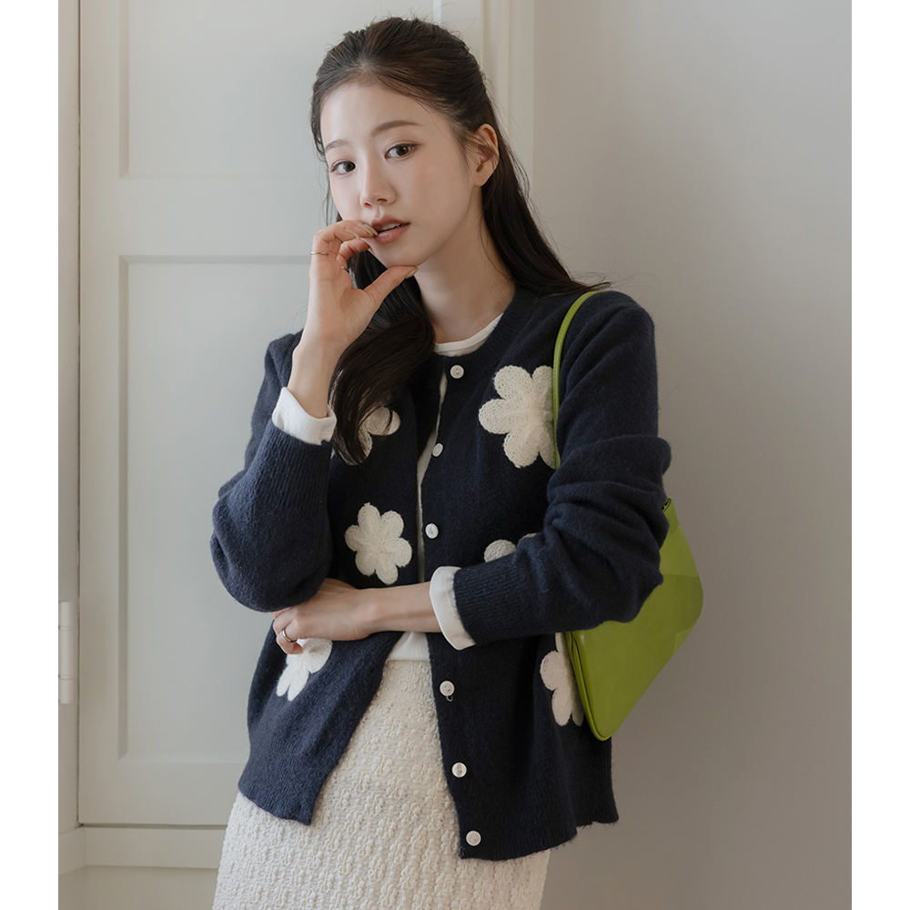 ニット 花柄 ニット カーディガン