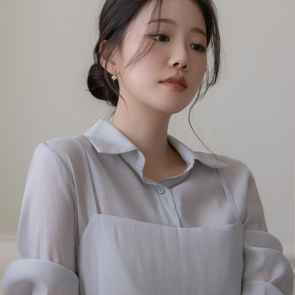 カラーネック ブラウス&ビュスチエ SET