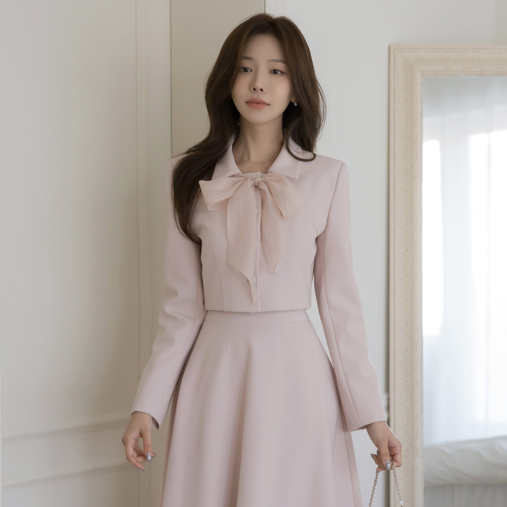 ルーシー カラーネック クロップド Set-up ジャケット(+スカーフ)