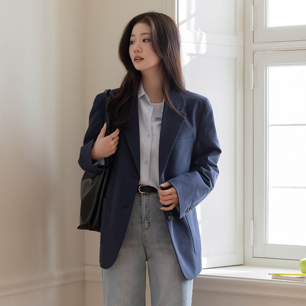 テーラード カラーネック ルーズフィット ジャケット(+ベルト)