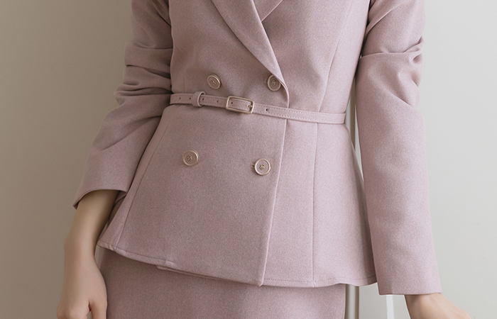 テーラードカラー ペプラム Set-up ジャケット_ベルト