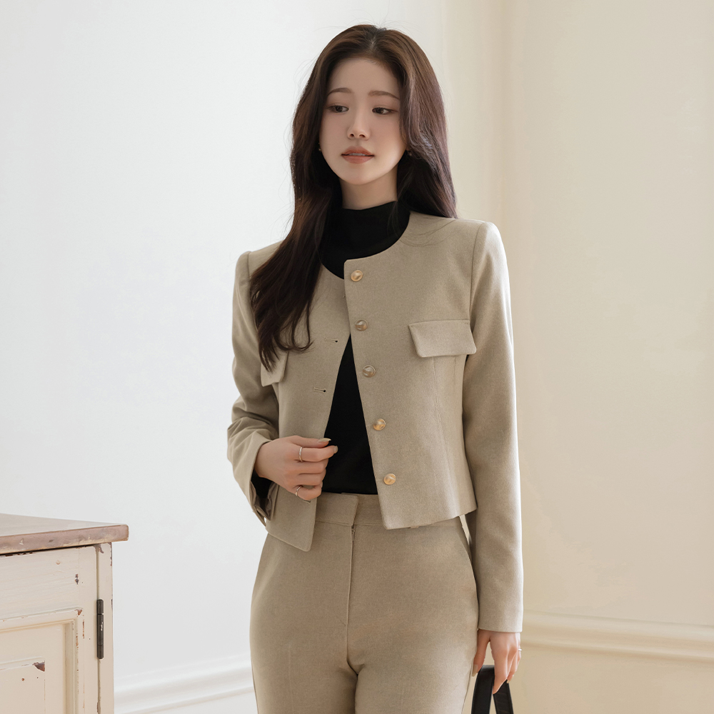 ラウンドネック ポケット Set-up ジャケット