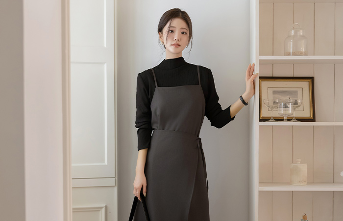 Hライン キャップそでなし ワンピース&ラップ スカート SET