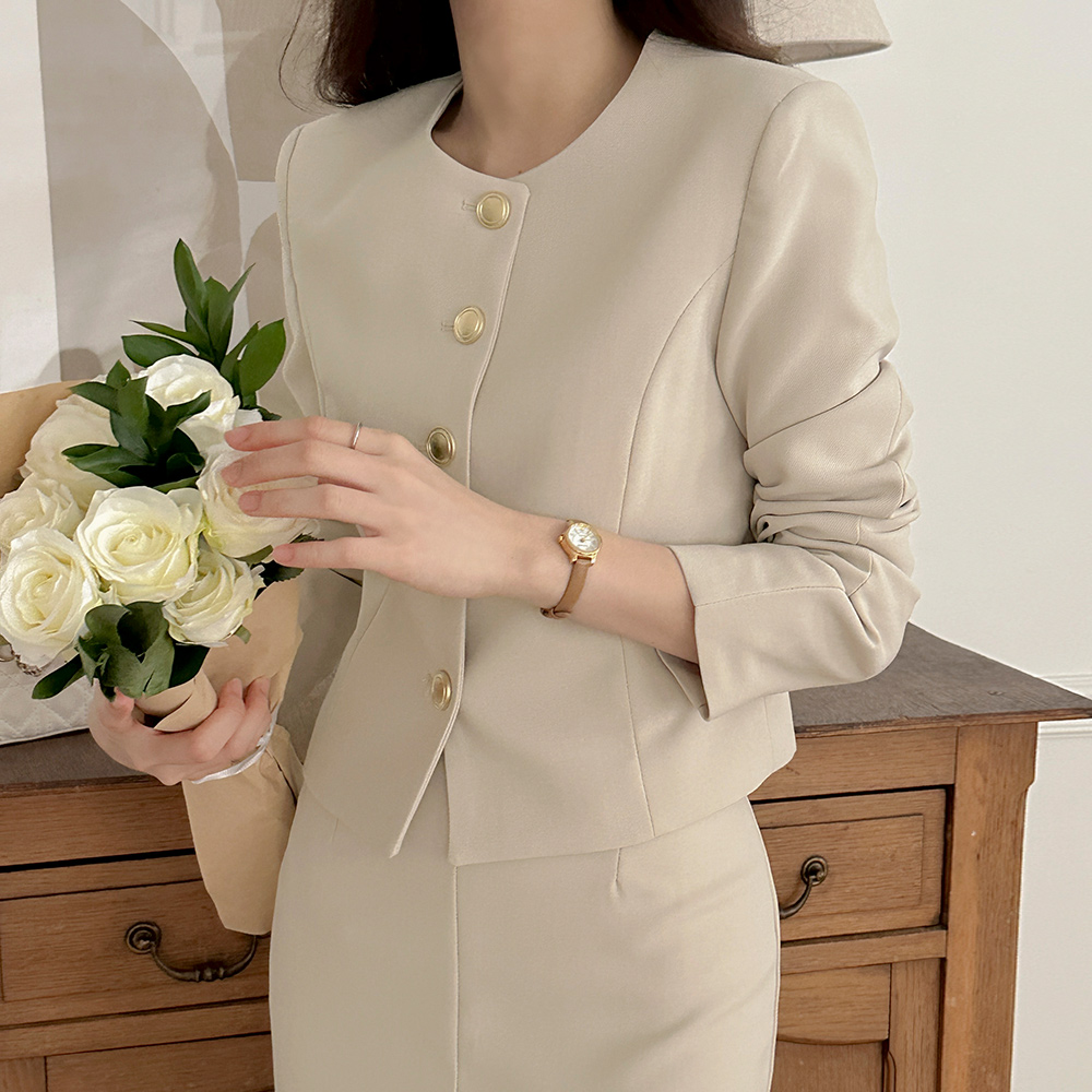 BB ラウンドネック ゴールドボタン Set-up ジャケット