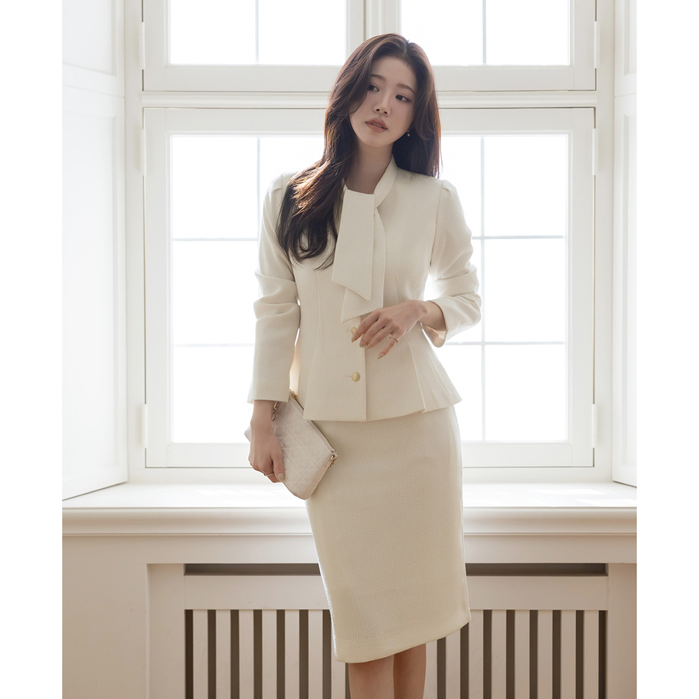 Pony タイネック ペプラム ツイード Set-up ジャケット