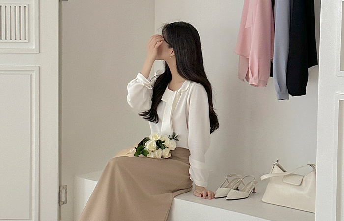 クロエ タイ カラー 長袖 ブラウス