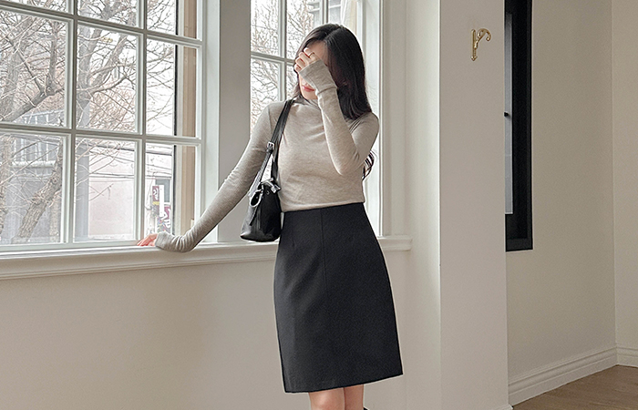 ハイネック テンセル シースルー カラー ティーシャツ