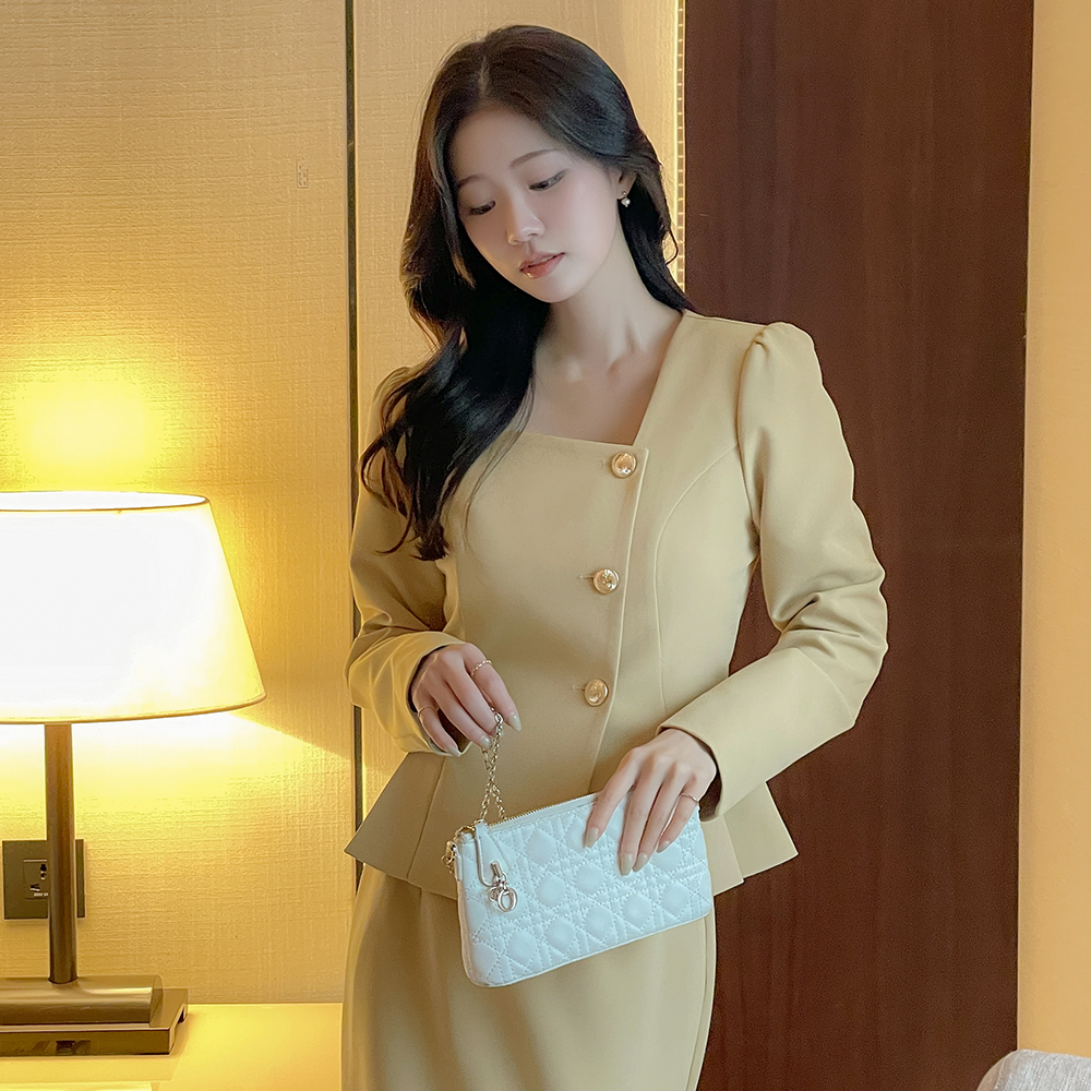 斜線 スクエアネック ペプラム Set-up ジャケット