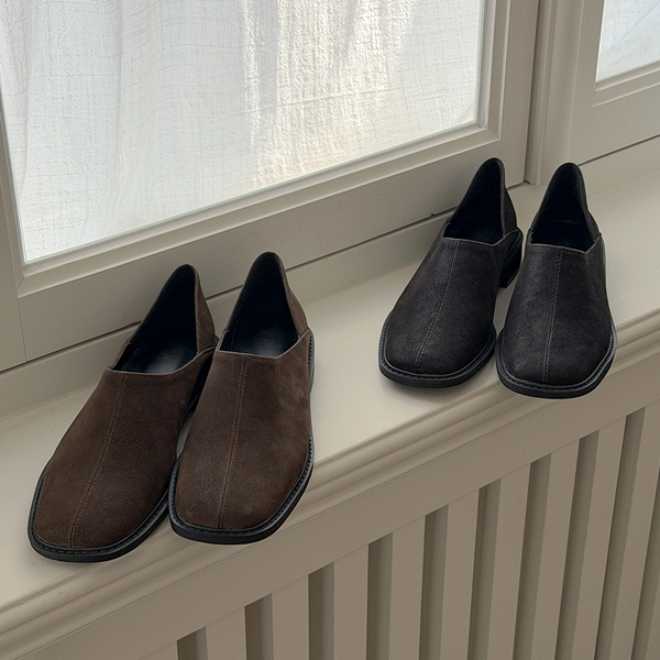 モダン スクエア ローファー スリッパ シューズ