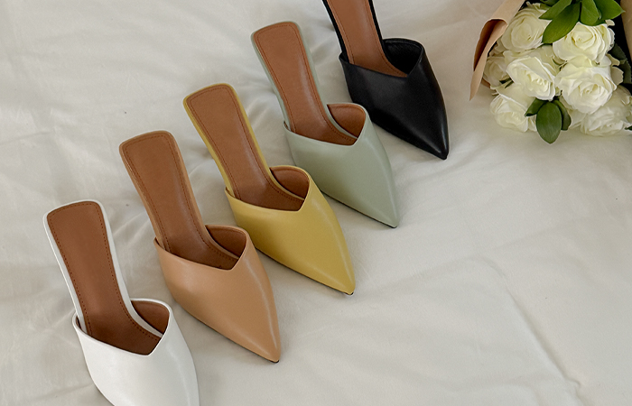 春季 カラー Vライン ミュール ヒール