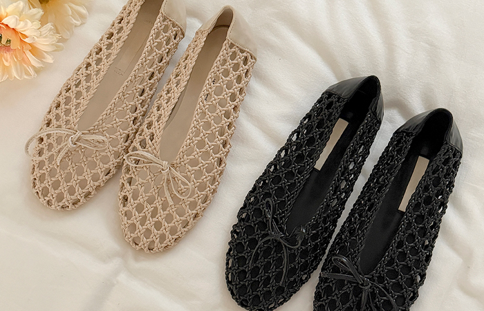 ODE リボン ウイービング フラットシューズ