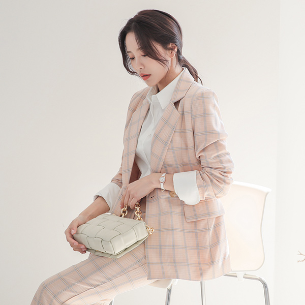 春季 プラッド チェック テーラード ジャケット