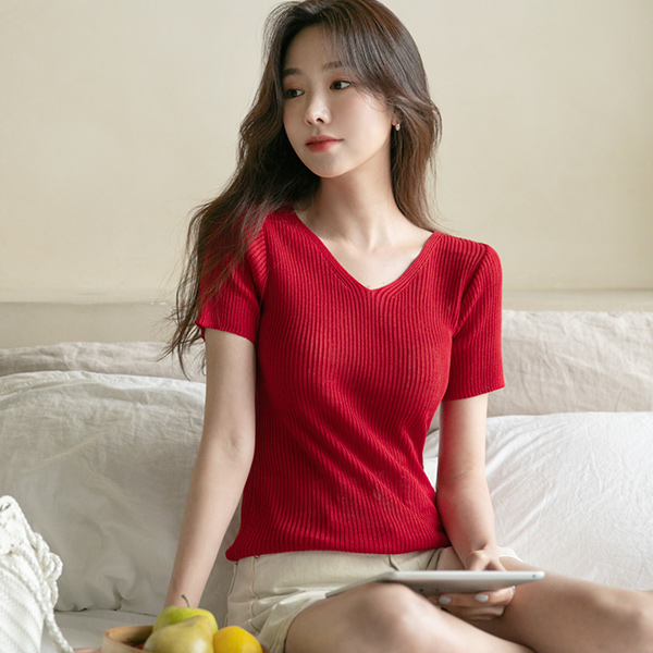 デーリー コール天 ブイネック ニット