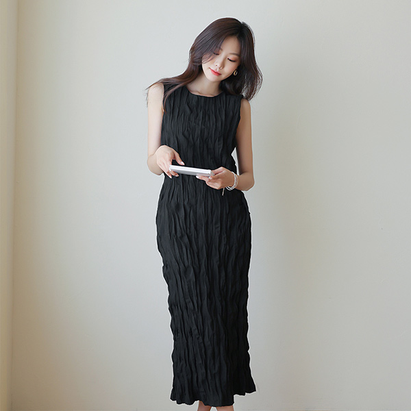 リンクル ポイント 楽に着られる ロング ワンピース