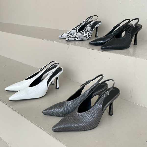 じゃび斑紋 パタン スティレット スリングバックヒール