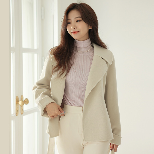 ODE ウール ハンドメード ワイド カラー ハーフ コート