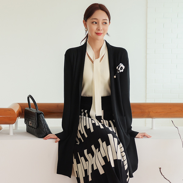 ぽかぽかした コール天 ライン オープン ロング カーディガン