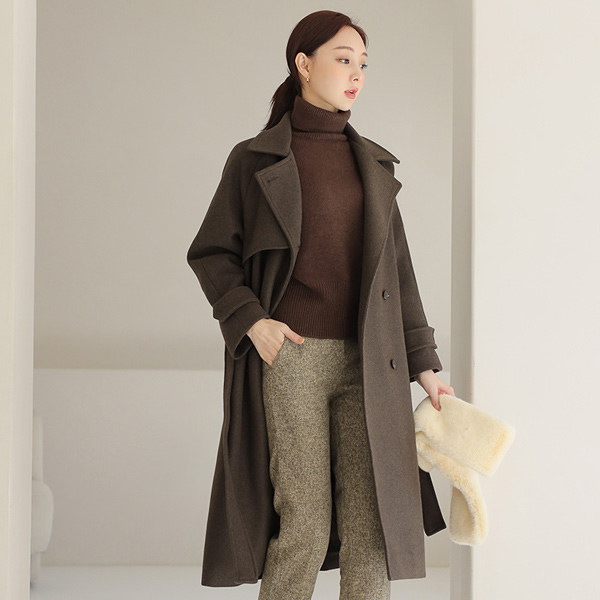 クラシック トレンチ ダブルボタン ロングコート