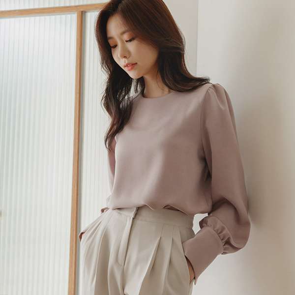 いい生地 ファブリック ワイド カフス ブラウス