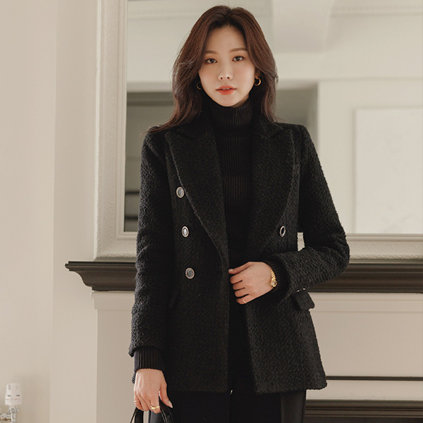 ラグジュアリー ゴールド ボタン Aライン ウール ジャケット