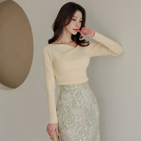 春季 コール天 縒り ニットティーシャツ