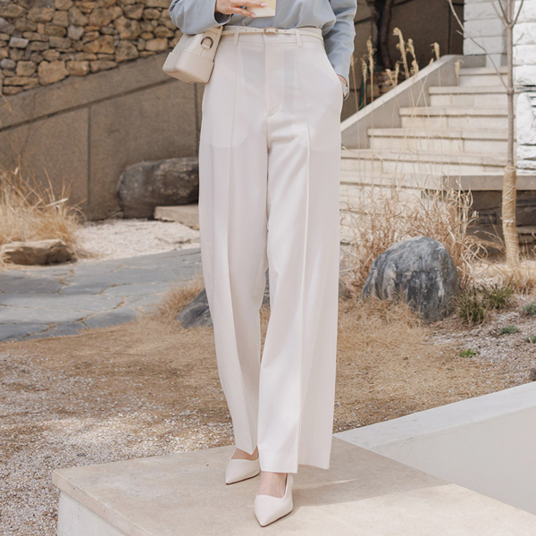 春季 カラー ストレート ワイド ピンタック スレックス