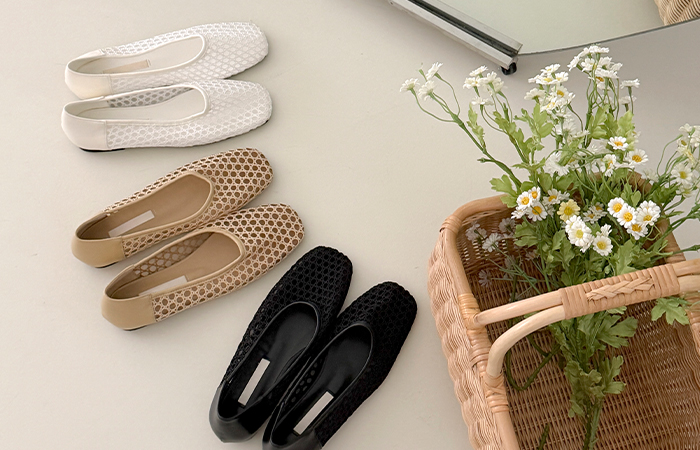ナチュラル ウイービング フラットシューズ