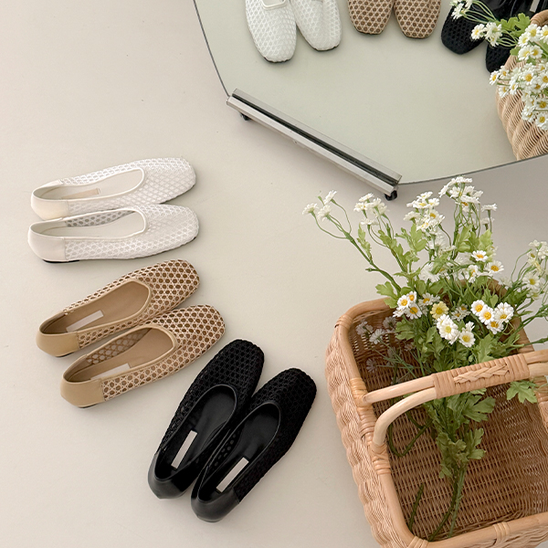 ナチュラル ウイービング フラットシューズ