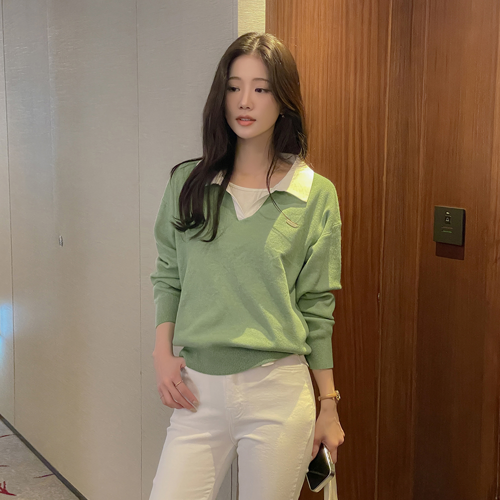 シャツ 레이어링 ペンダント ニット