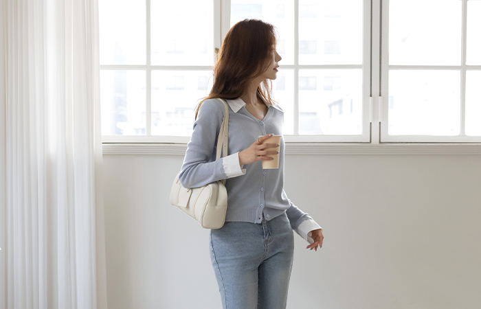 シャツ 레이어링 ニット カーディガン