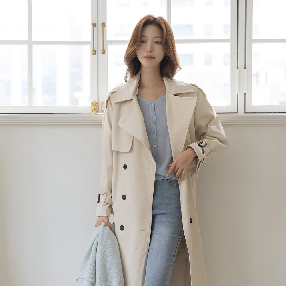 クラシック ダブルボタン トレンチ ロングコート(+ベルト)