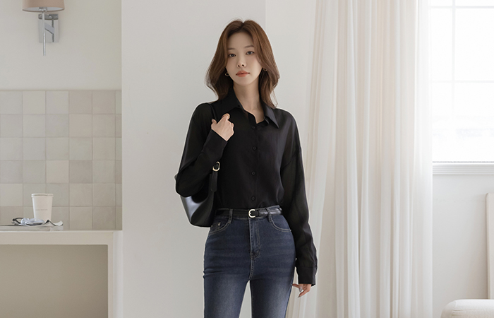 ライト シースルー シルキー テンセル シャツ