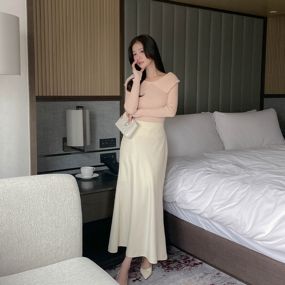 コール天 オフショルダー ニット