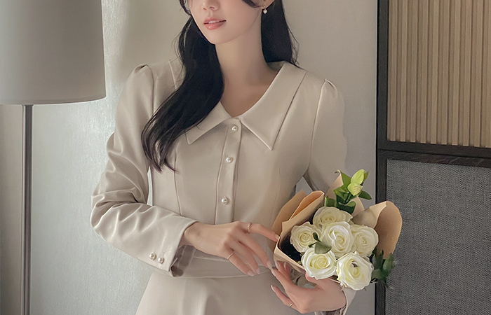 Grace カラーネック 真珠 クロップド Set-up ジャケット