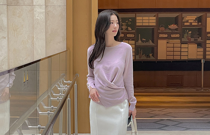 レイナ ツイスト ドレープ 長袖 ニット