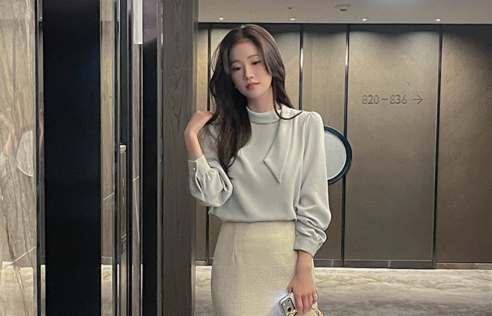 ODE スカーフネック 長袖 ブラウス