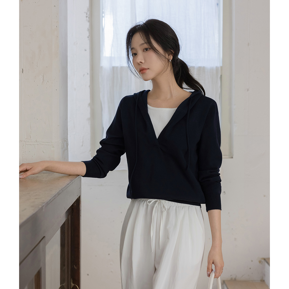 着心地のいい レイヤード フード　 ニット