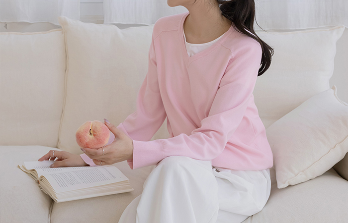 Macaron ブイネック ラグラン ニット