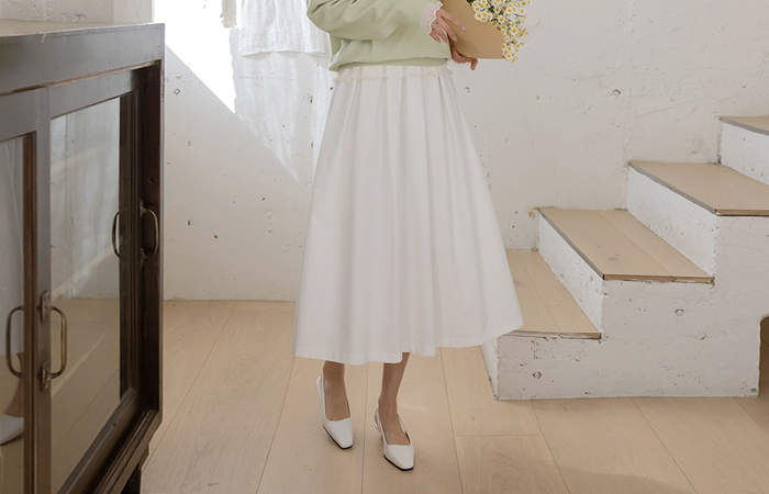 雛菊 後面バンド プリーツ スカート