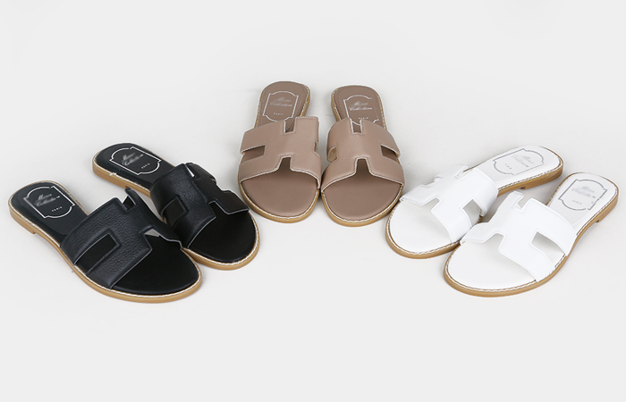 カーフスキンHフラットスリッパ