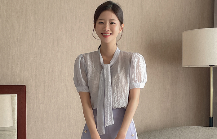 レイチェル シースルー タイネック ブラウス