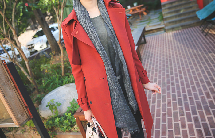 オータムカラーの二重シルクマフラー