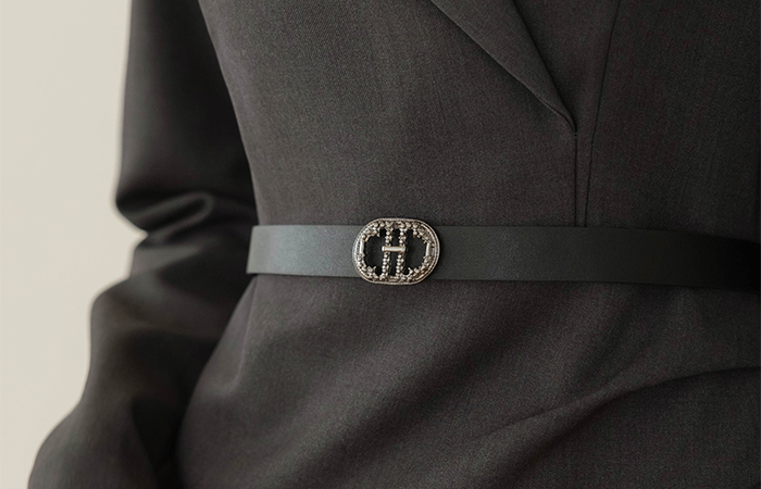  起毛 シャーリング Hライン ワンピース_ベルト