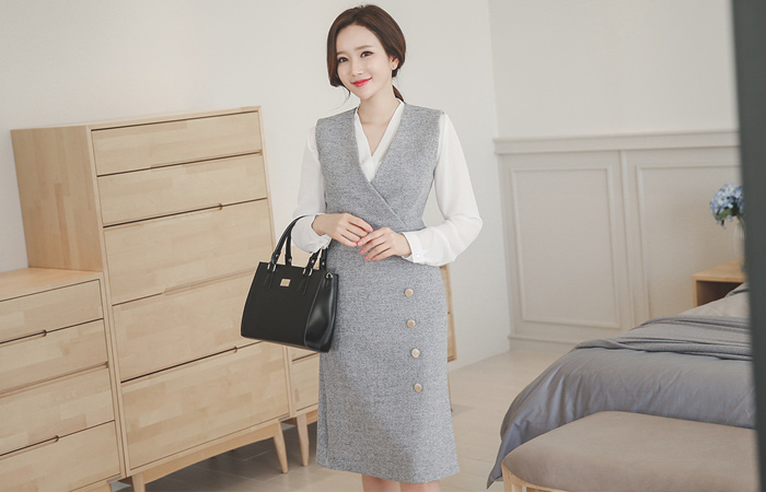 プライムゴールドボタンAラインドレス