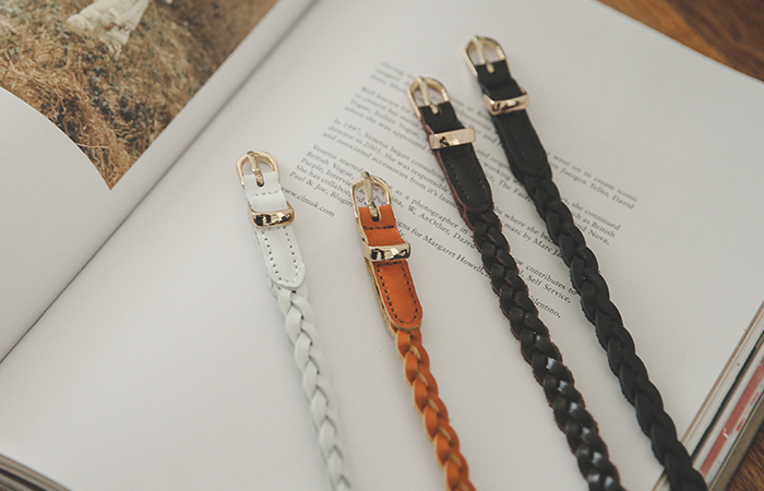 カーフスキンマッシュウィービングベルト