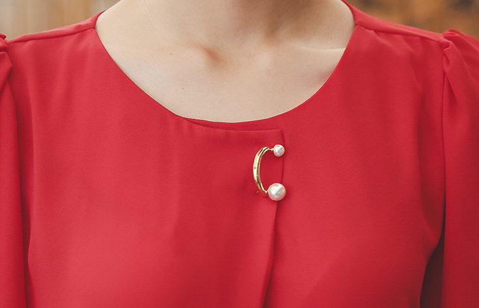 ハーフパールリングポールデッドブラウス