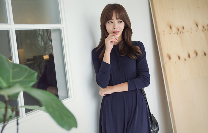 チャイナネックボタンワンピース