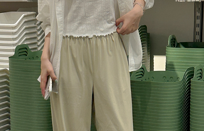 クール タッチ 弾力 ワイドフィット バンディング パンツ